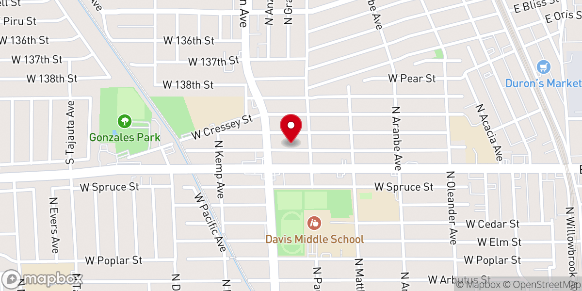 Map showing location of Carver Foursquare Gospel Church