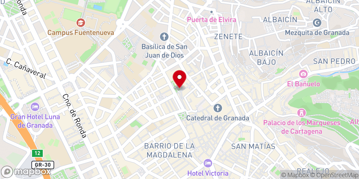 Map showing location of Jardín Botánico de la Universidad de Granada