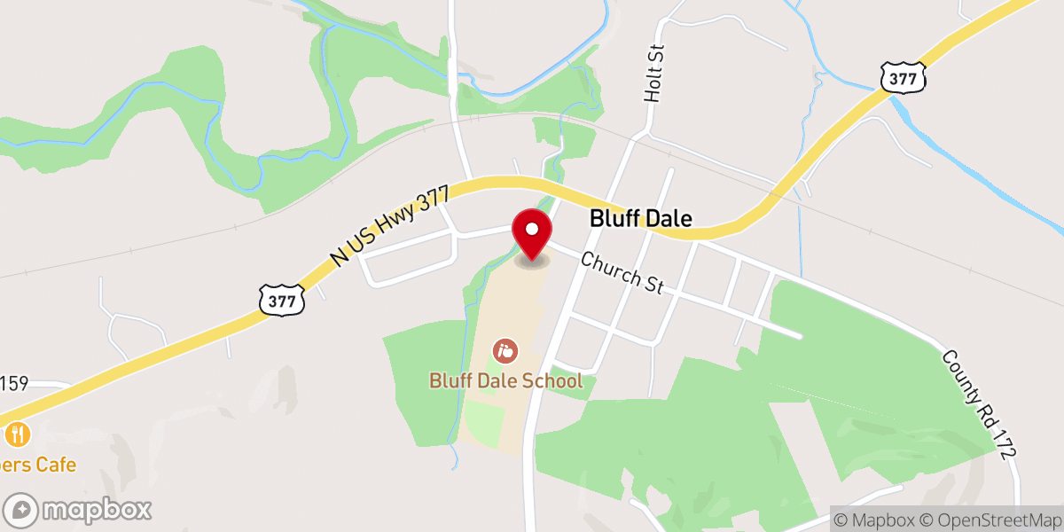 Map showing location of Bluff Dale School