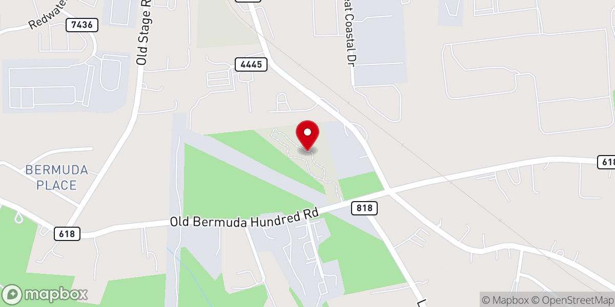 Map showing location of Ware Bottom Church Battlefield Park