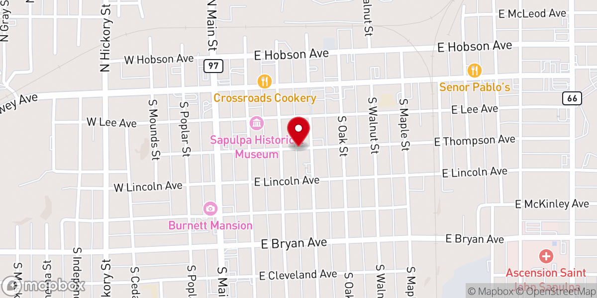 Map showing location of First Baptist Church Sapulpa
