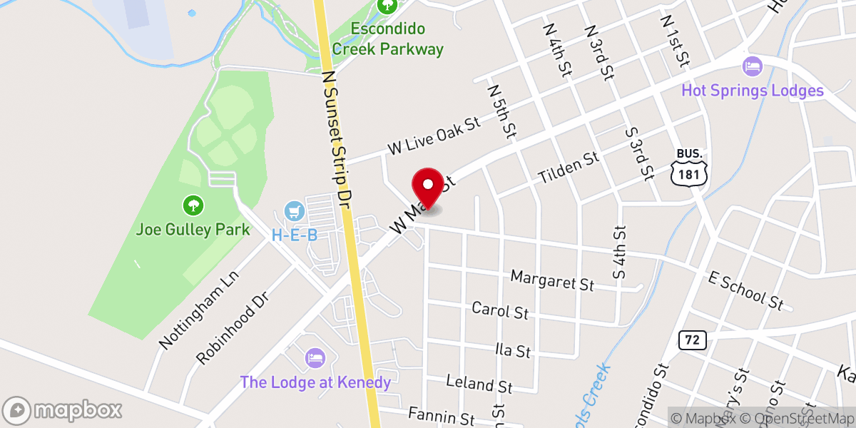 Map showing location of Kenedy Church of Christ
