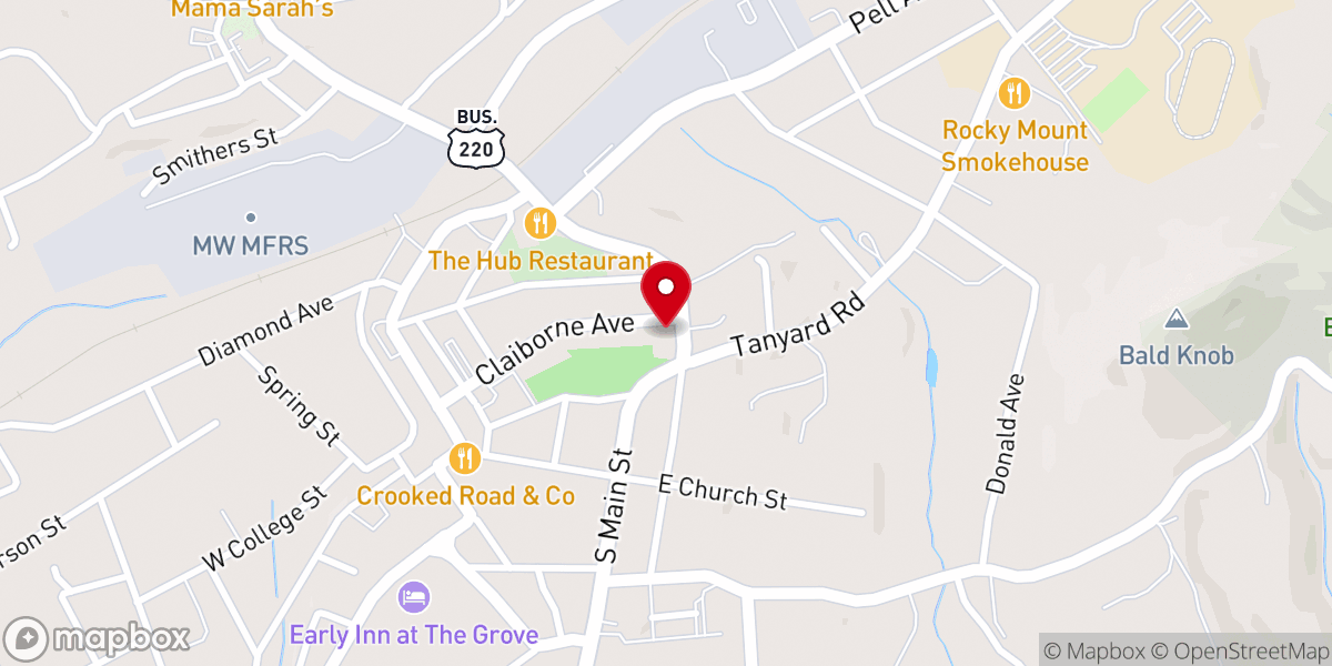 Map showing location of Rocky Mount United Methodist Church