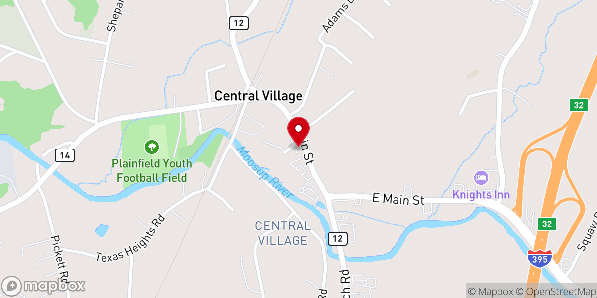 Map showing location of Central Village Congregational