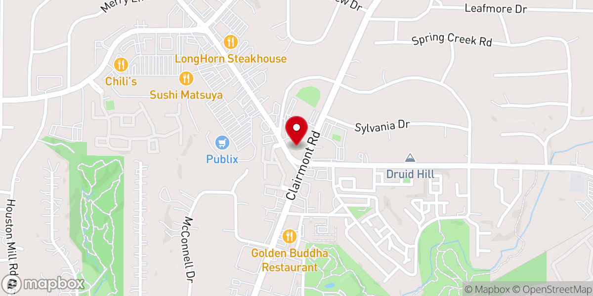 Map showing location of Clairmont Presbyterian Church