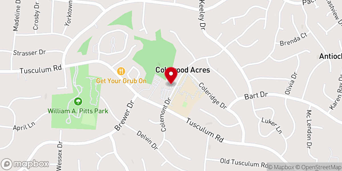 Map showing location of Unity Baptist Church