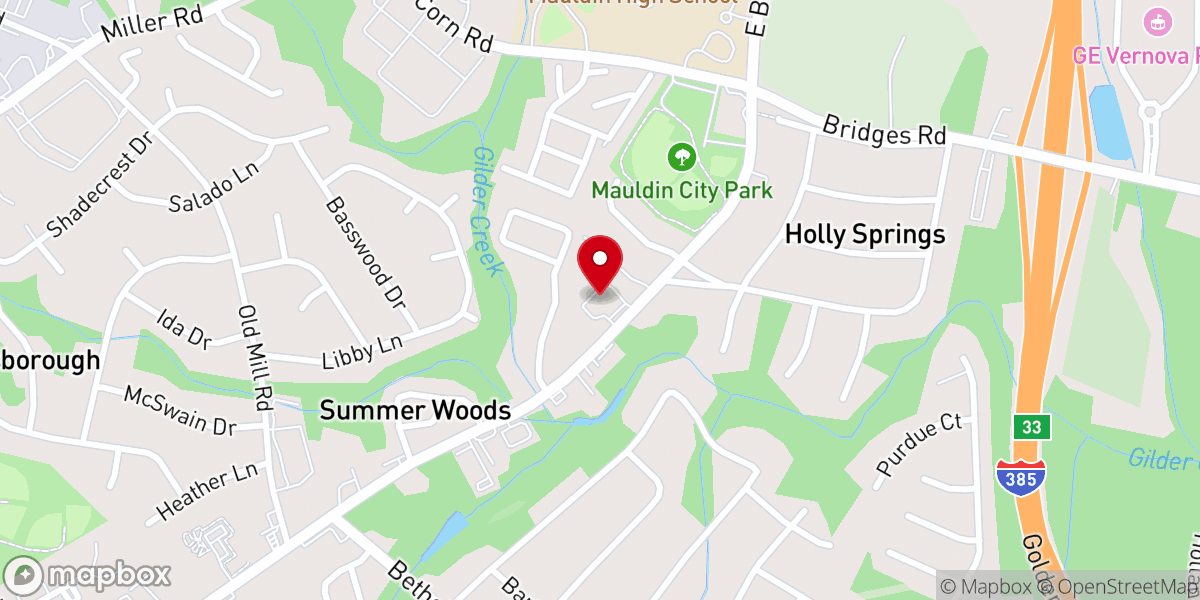 Map showing location of Mauldin Church of God