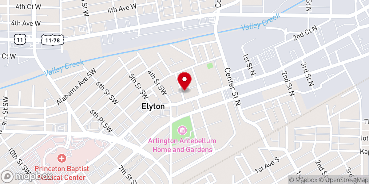 Map showing location of Walker Memorial Methodist Church