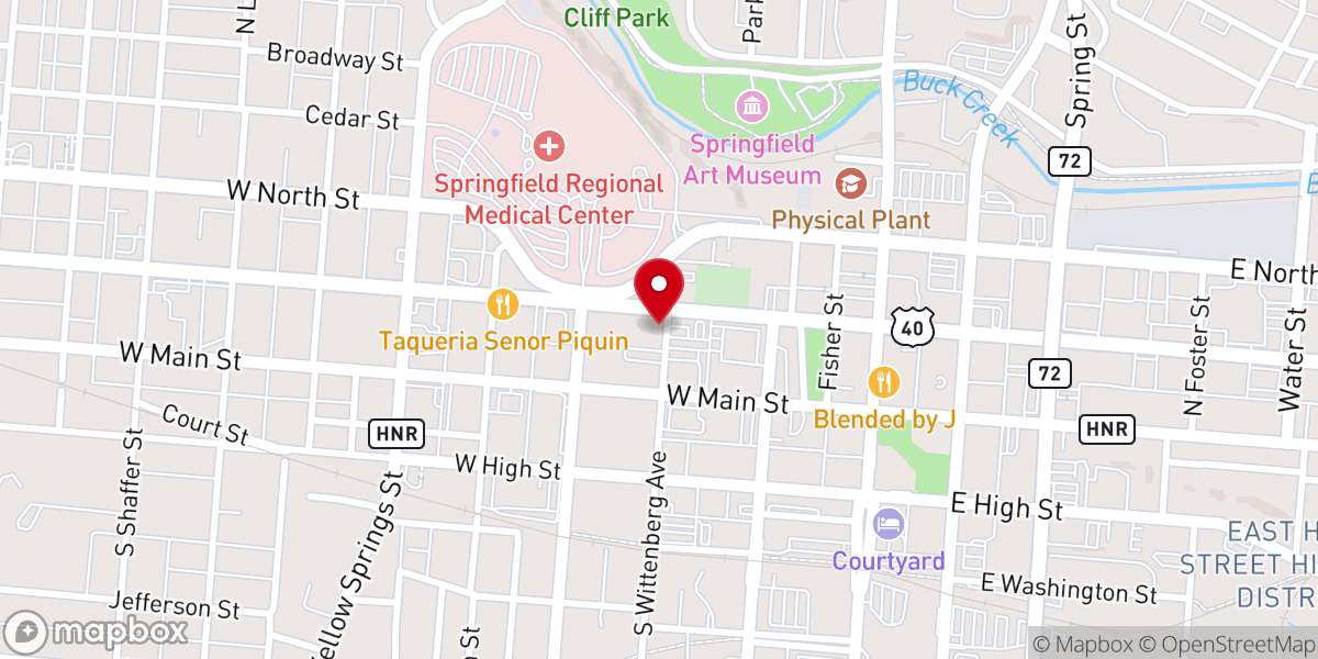 Map showing location of St John's Evangelical Lutheran Church