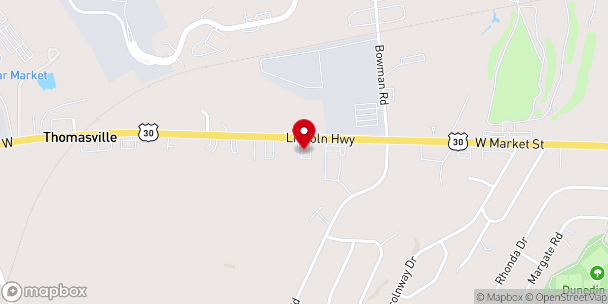 Map showing location of West Side Baptist Church