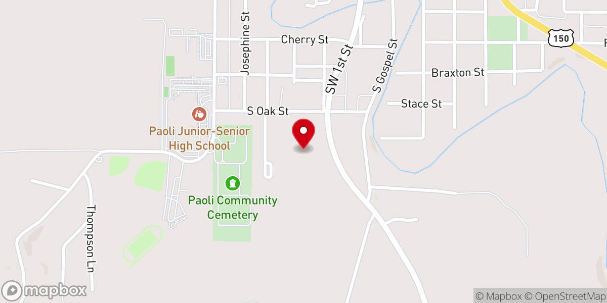 Map showing location of Paoli Wesleyan Church