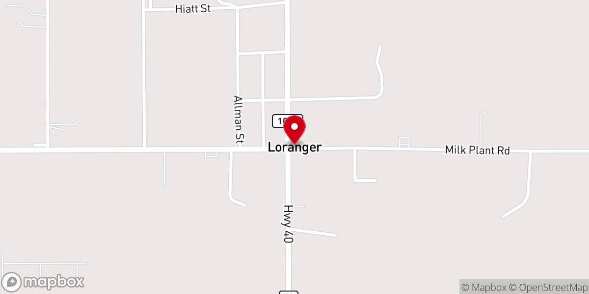 Map showing location of Loranger