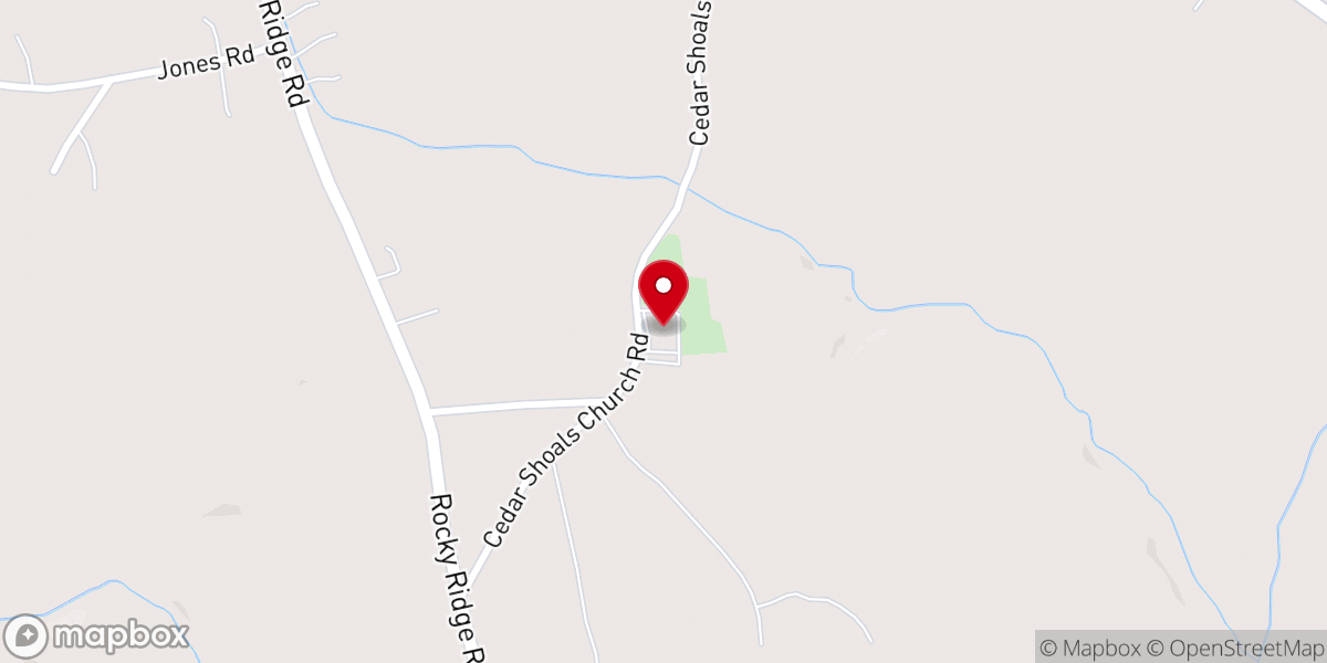 Map showing location of Cedar Shoals Baptist Church