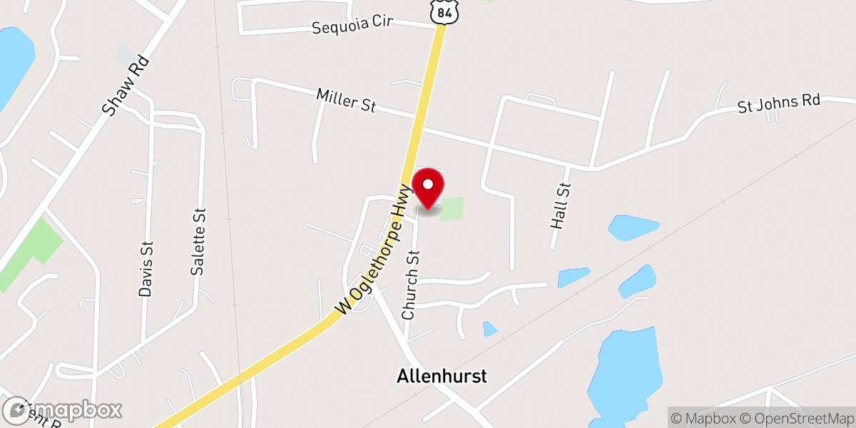 Map showing location of Allenhurst Presbyterian Church