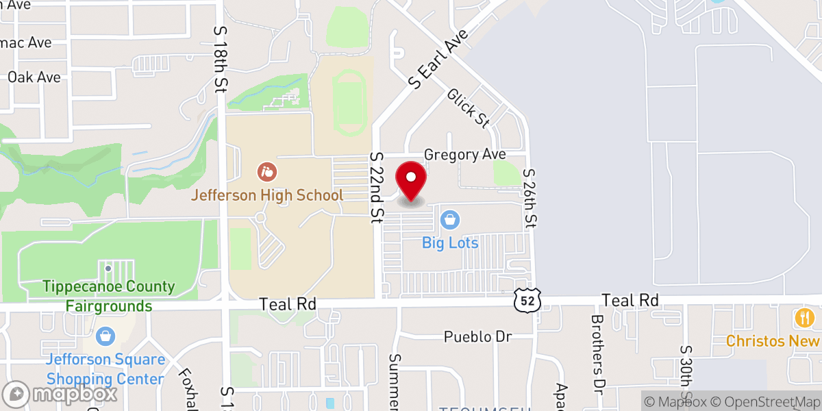 Map showing location of Harvest Chapel, Lafayette, IN