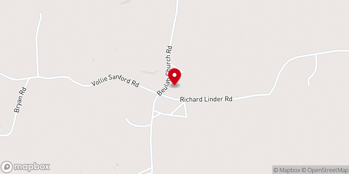 Map showing location of Beulah Community Church