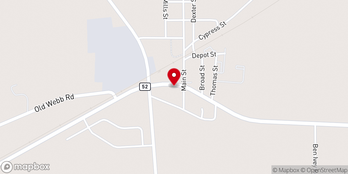 Map showing location of Webb Methodist Church