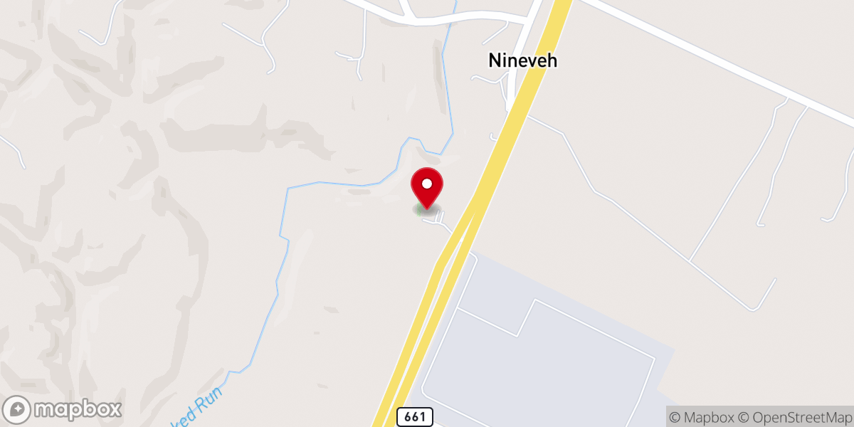 Map showing location of Nineveh Presbyterian Church