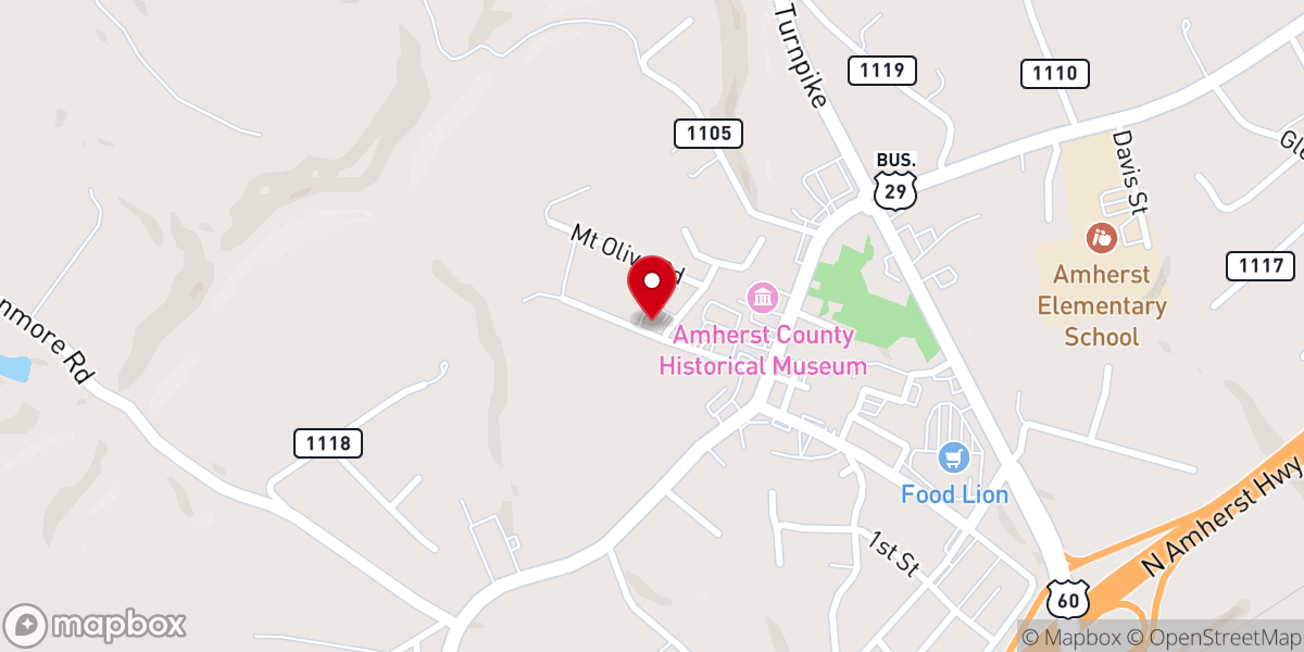 Map showing location of Mt Olive Baptist Church