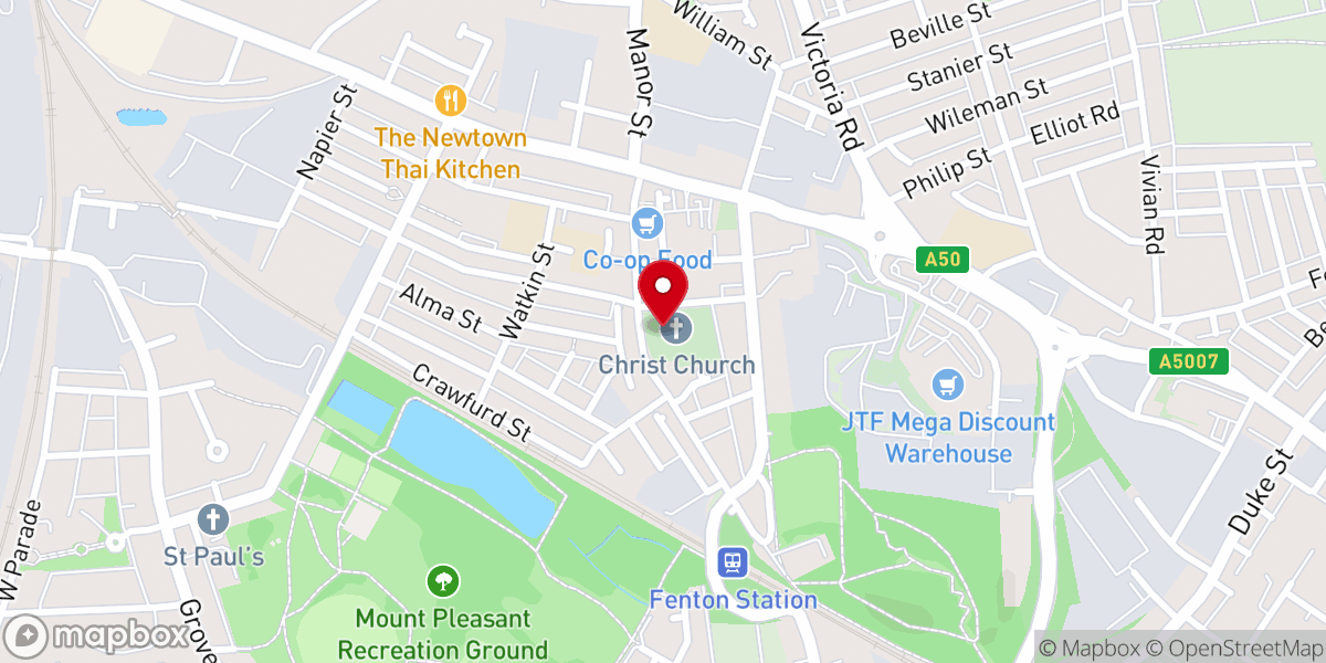 Map showing location of Christ Church
