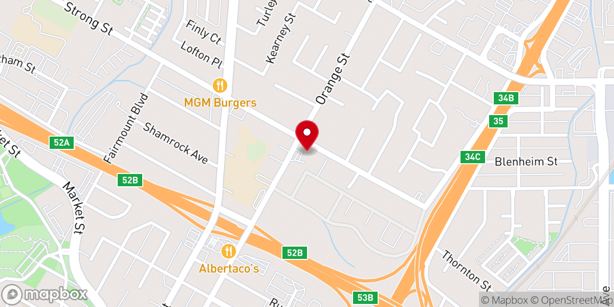 Map showing location of Calvary Baptist Church