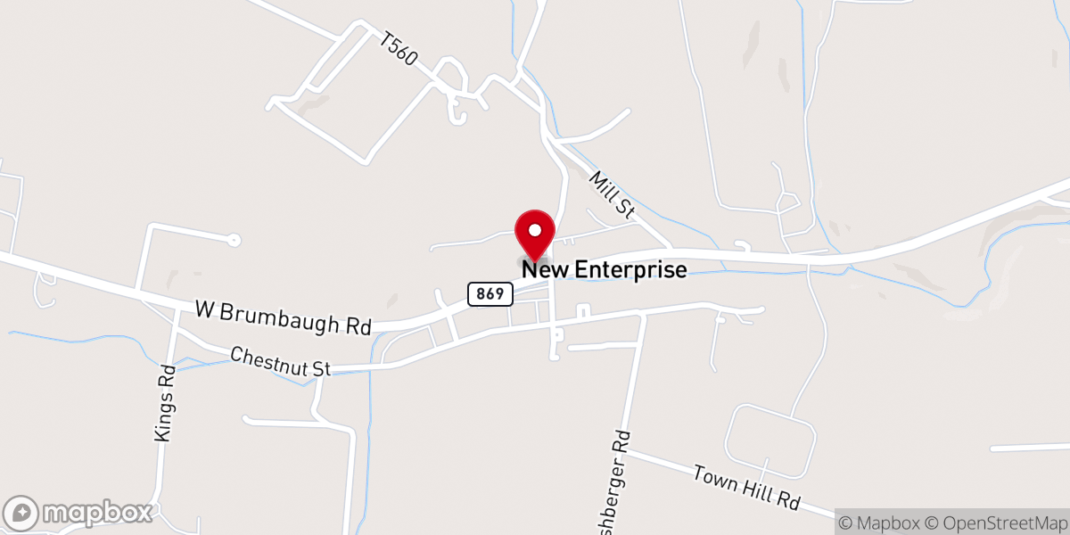 Map showing location of New Enterprise Church of the Brethren