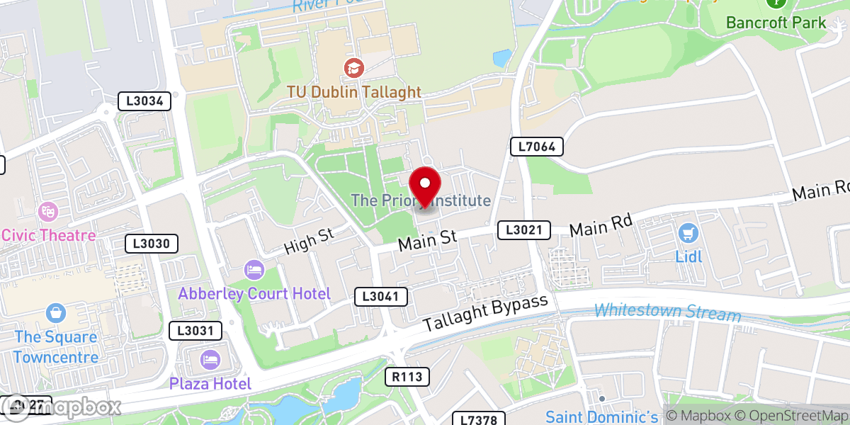 Map showing location of St. Mary's Priory