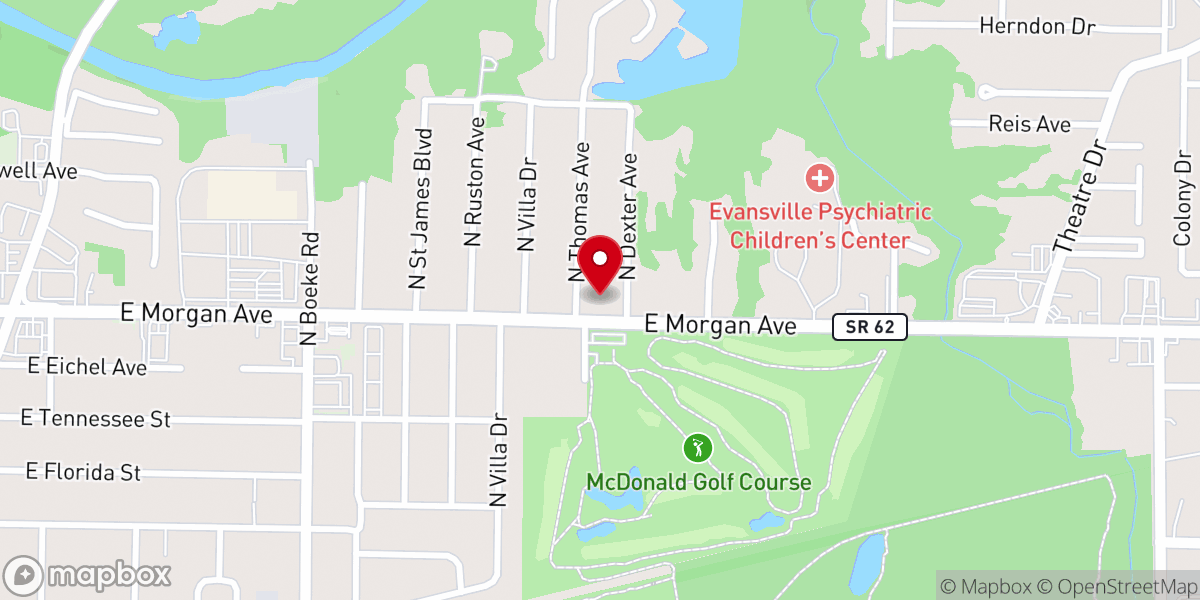 Map showing location of Unitarian Universalist Church of Evansville