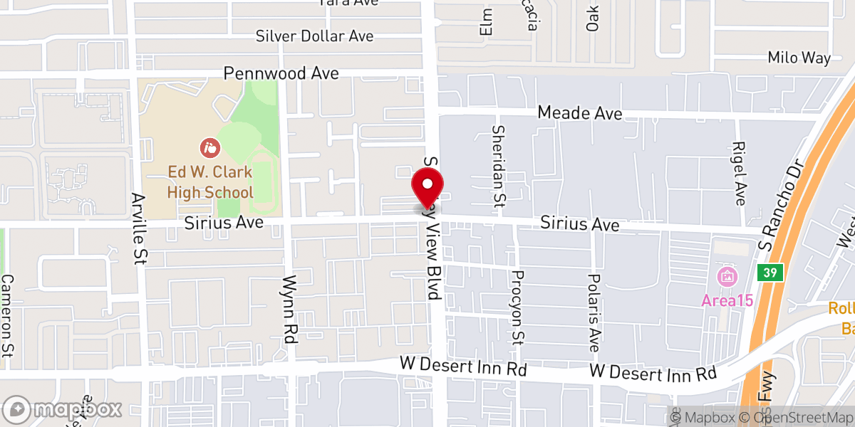 Map showing location of Las Vegas Christian Center Church