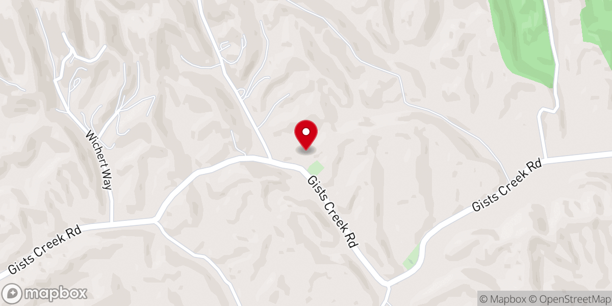Map showing location of Gist Creek Baptist Church