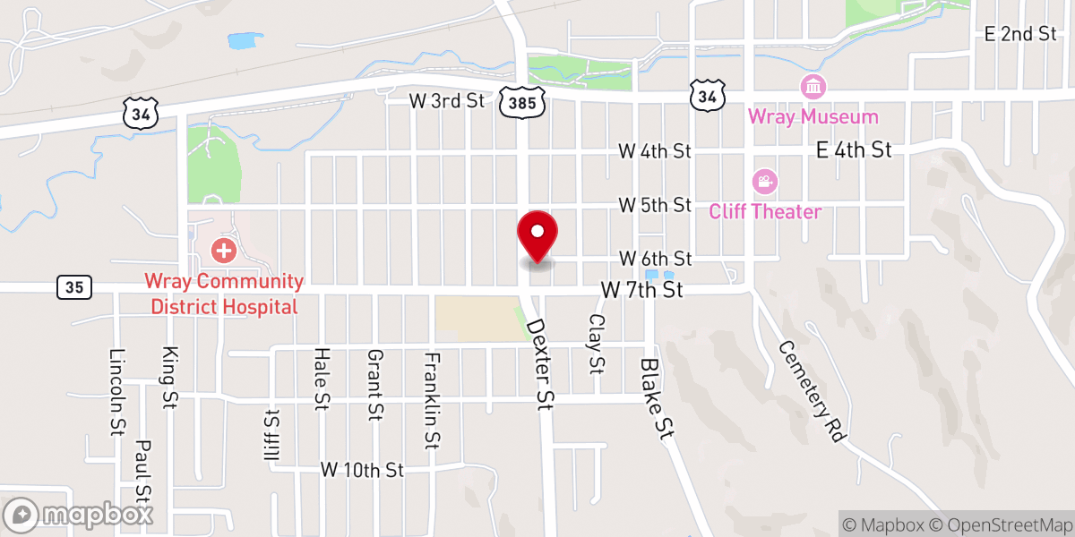 Map showing location of Wray Assembly of God