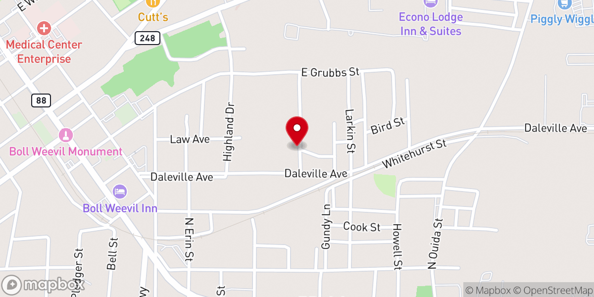 Map showing location of Friendship Baptist Church