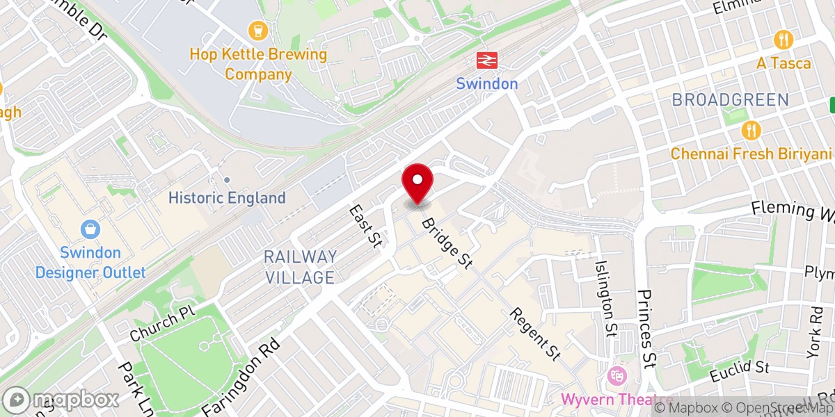 Map showing location of Potters House Church Swindon