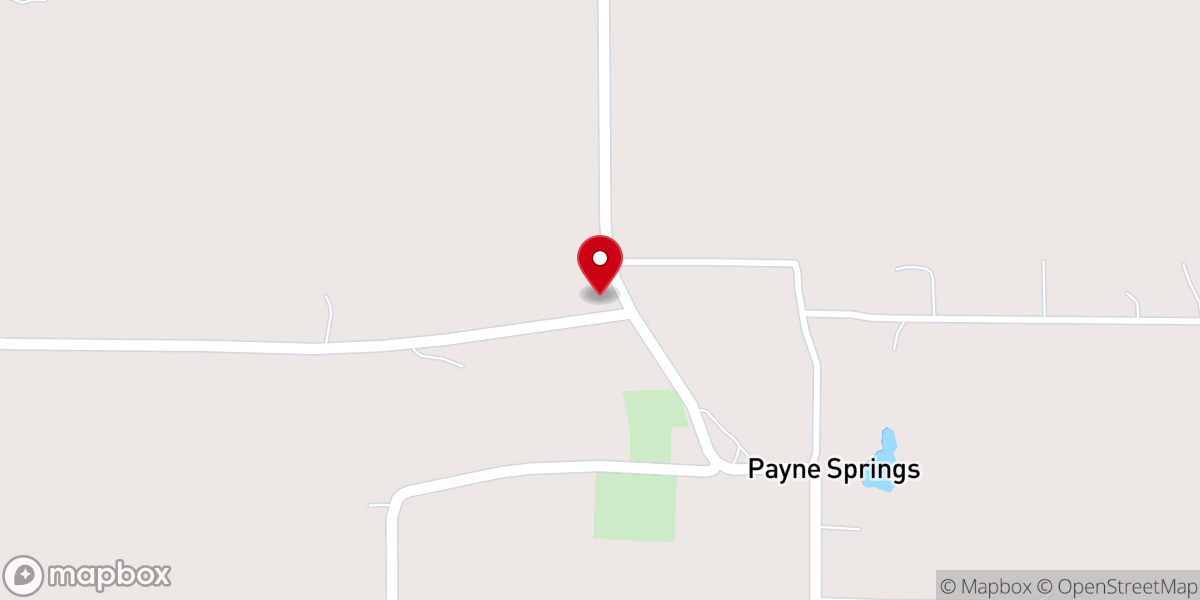 Map showing location of Payne Springs Assembly-God