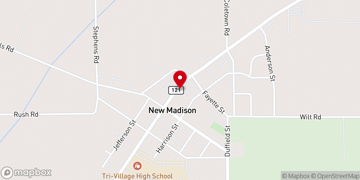 Map showing location of New Madison United Methodist Church