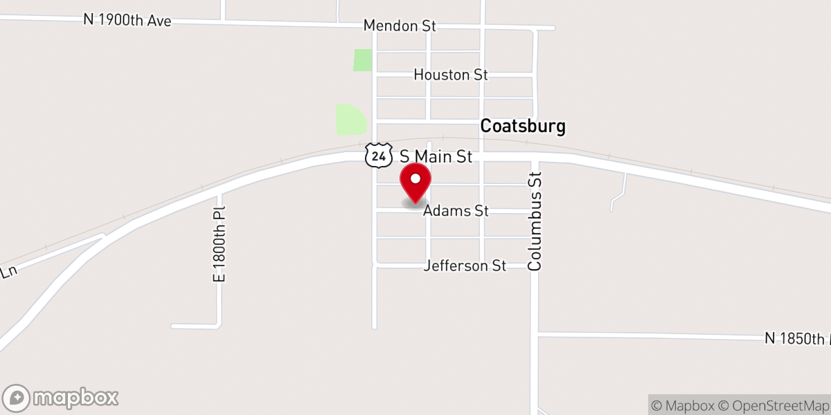 Map showing location of Saint Peters Lutheran Church