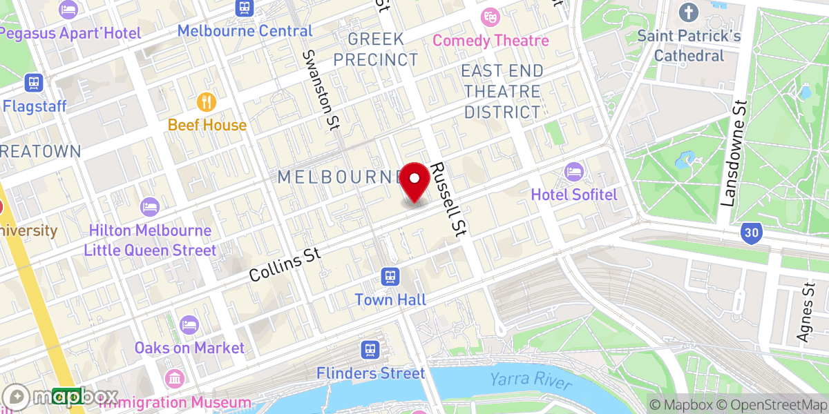 Map showing location of Collins Street Baptist Church