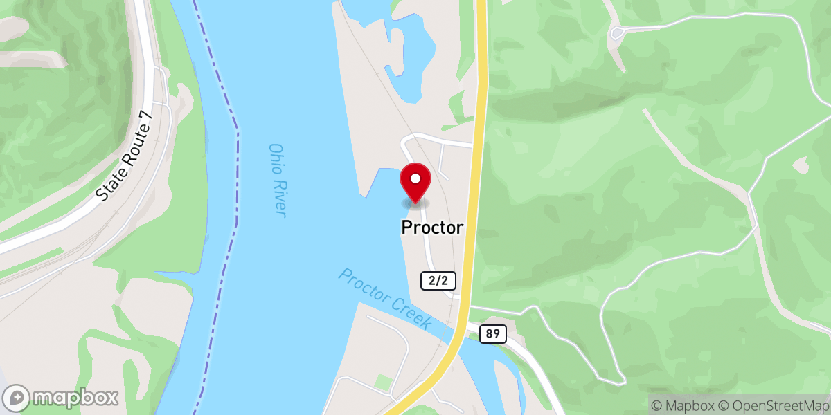 Map showing location of Proctor Church of Christ