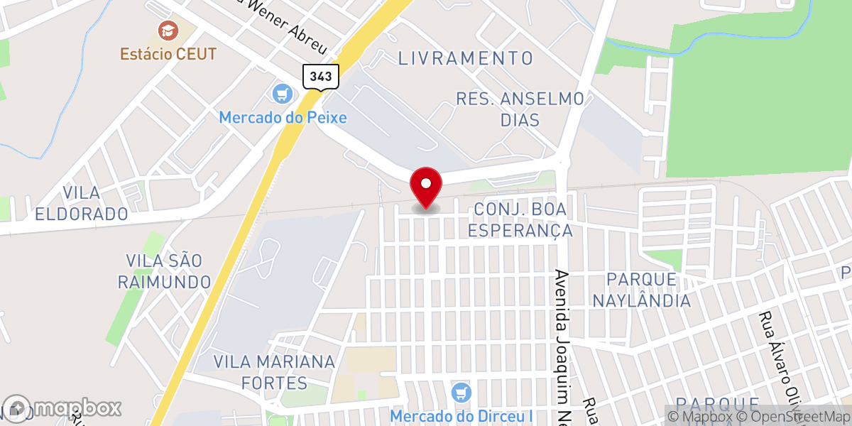 Map showing location of Templo Central Dirceu 1 - Sede Dirceu Sudeste