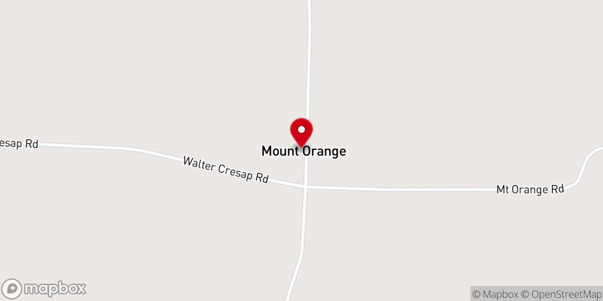 Map showing location of Mt Orange Baptist Church