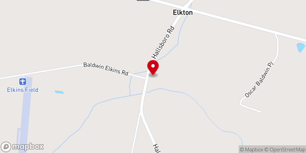 Map showing location of Elkton Church