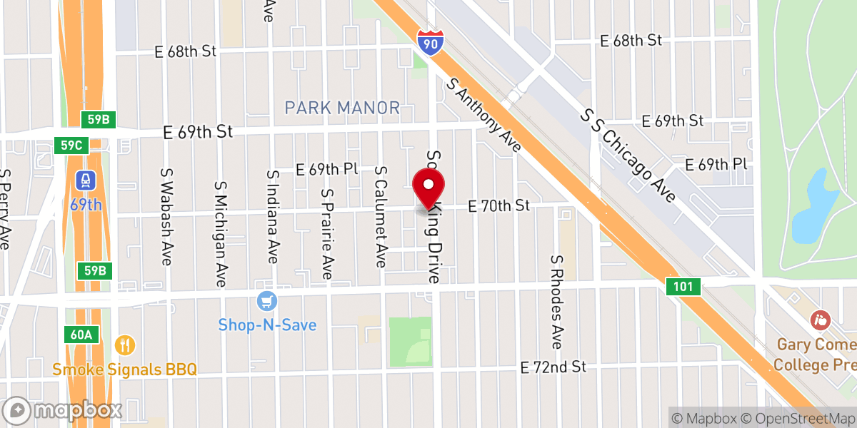 Map showing location of Congregational Church of Park Manor