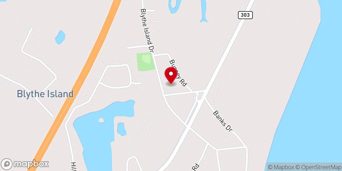 Map showing location of Blythe Island Baptist Church