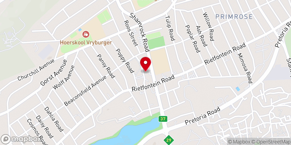 Map showing location of Primrose Methodist Church