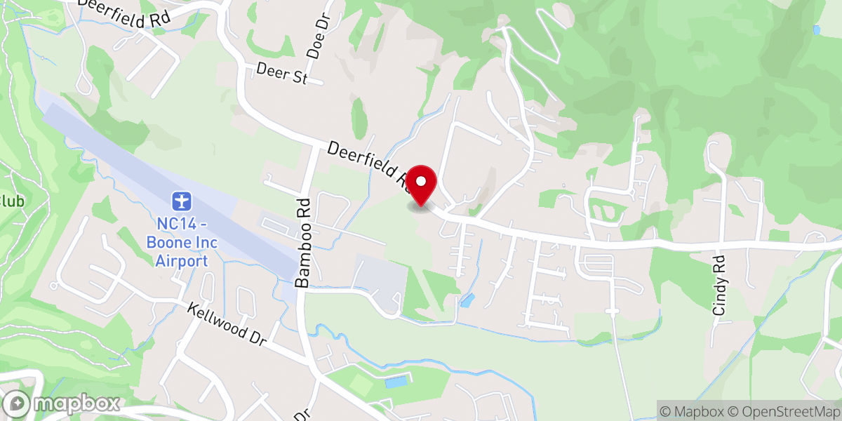 Map showing location of Boone Baptist Church