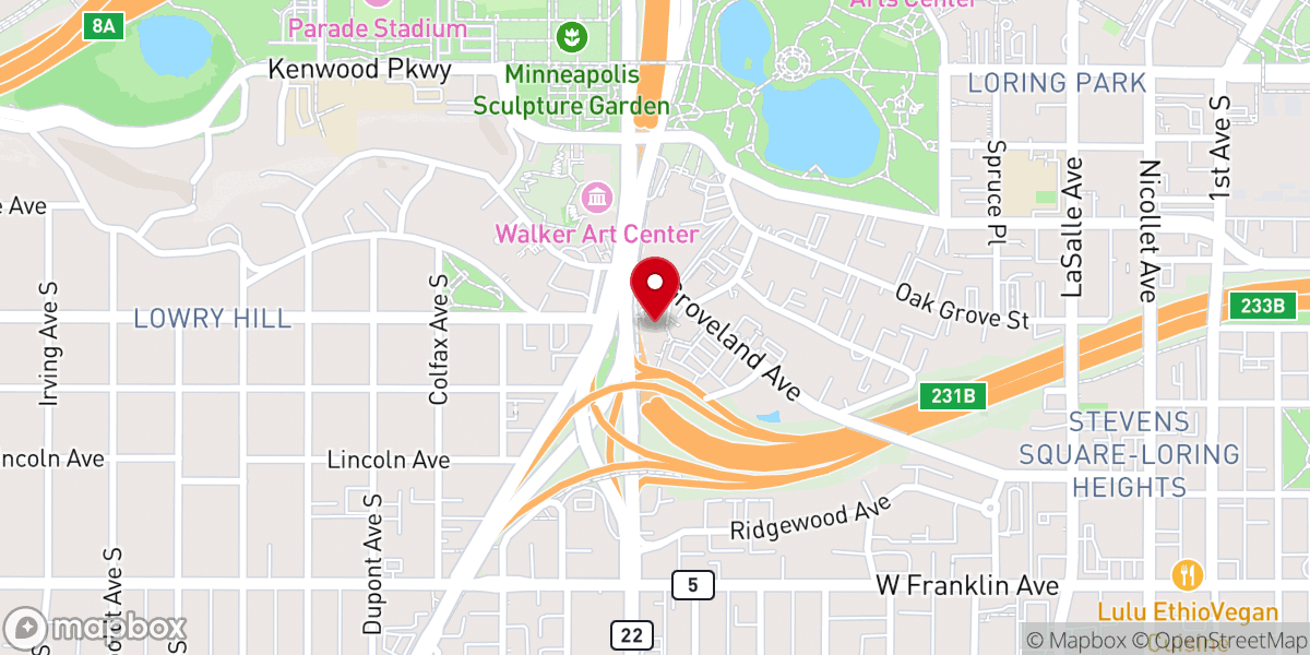 Map showing location of Hennepin Avenue United Methodist Church