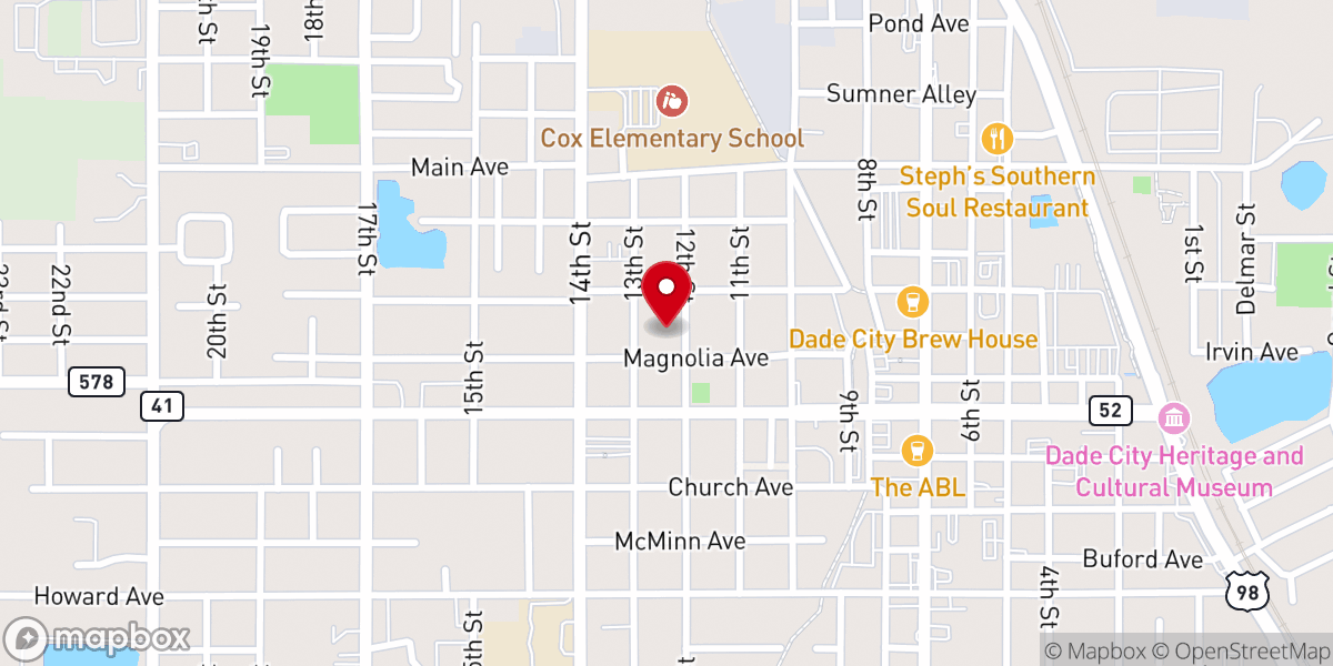 Map showing location of Church of Christ