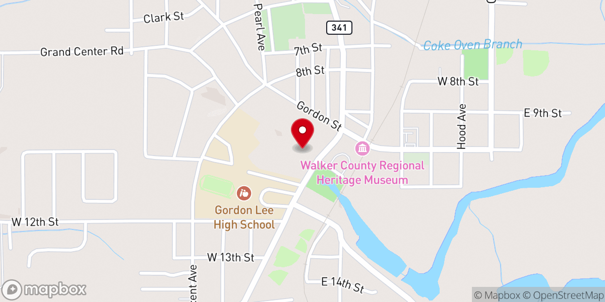 Map showing location of Elizabeth Lee Fellowship Hall