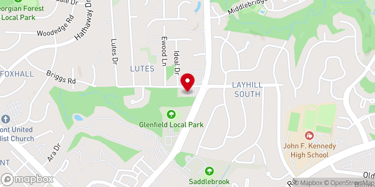 Map showing location of Pilgrim United Church of Christ