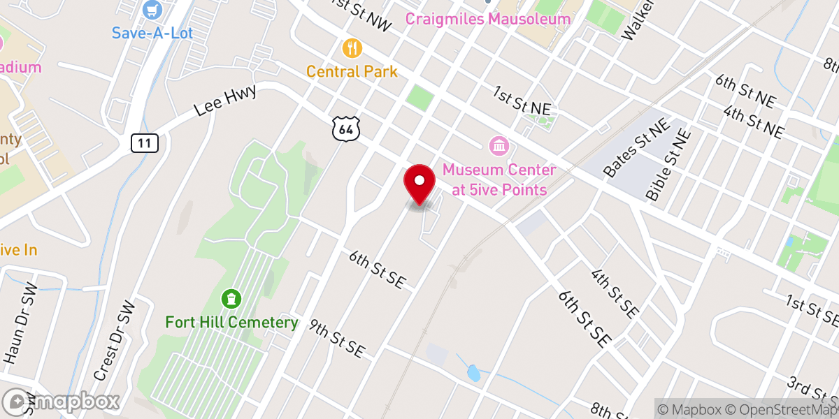 Map showing location of Weaver's Room at the Old Woolen Mill